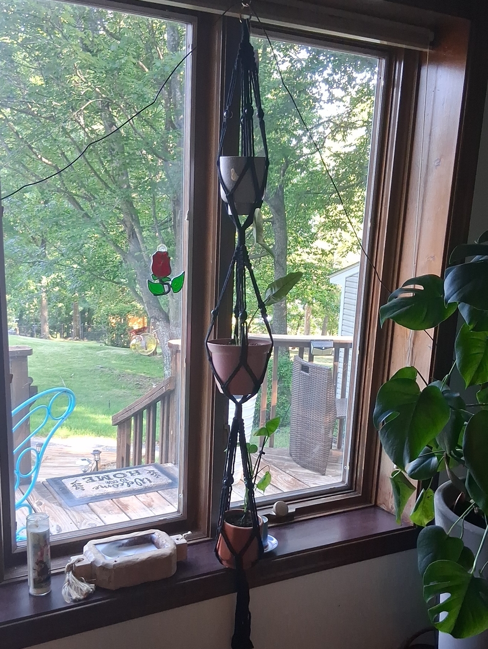 3 tier macrame plant hanger Black